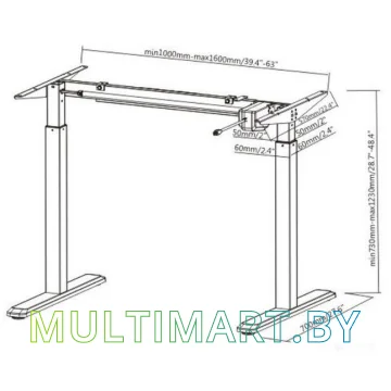 Стол для работы стоя ErgoSmart Electric Desk 1360x800x36 мм (альпийский белый/черный) картинка 5